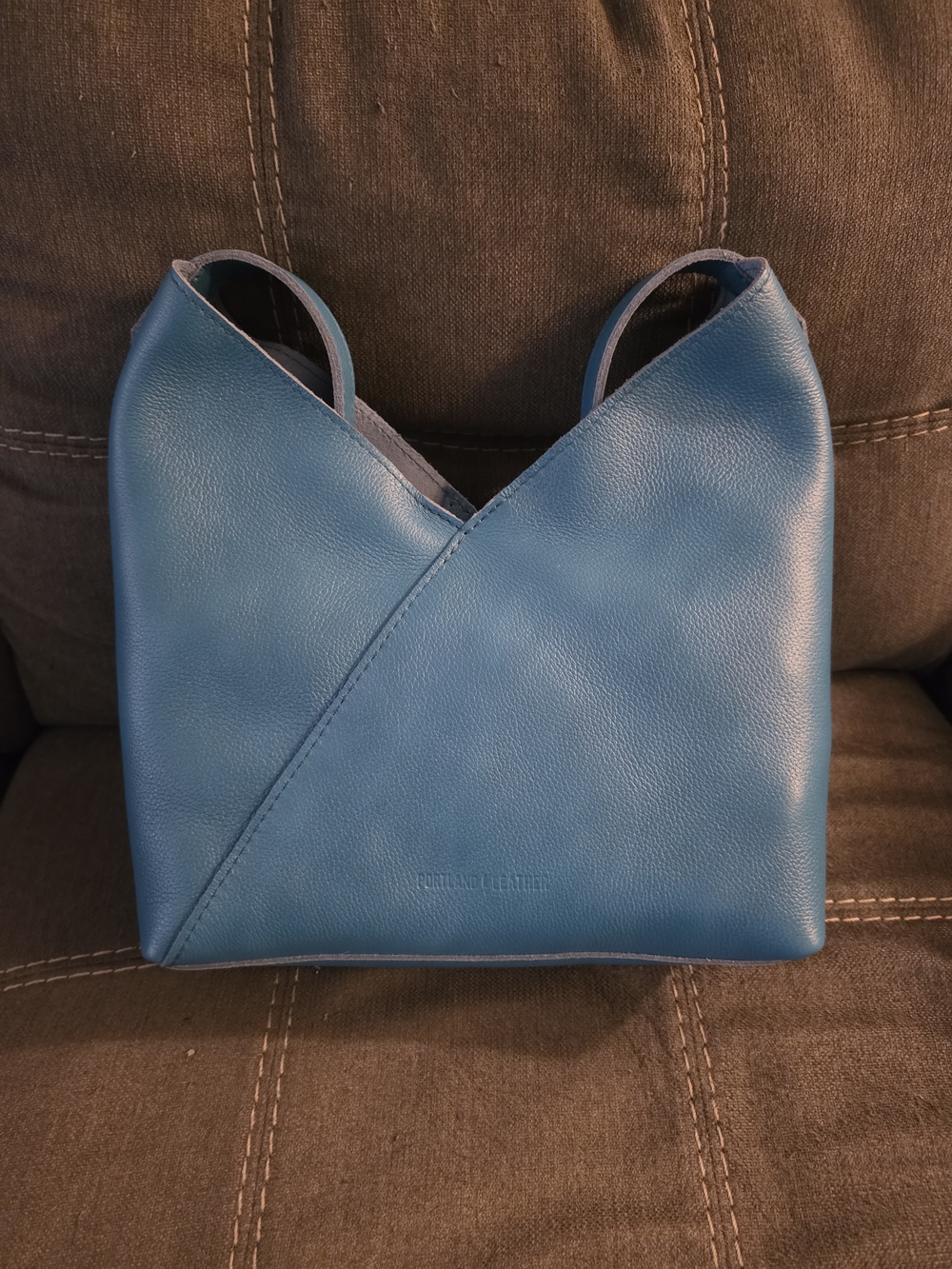 Portland Leather NAOMI Large Pebbled Blue Sky Bag, New